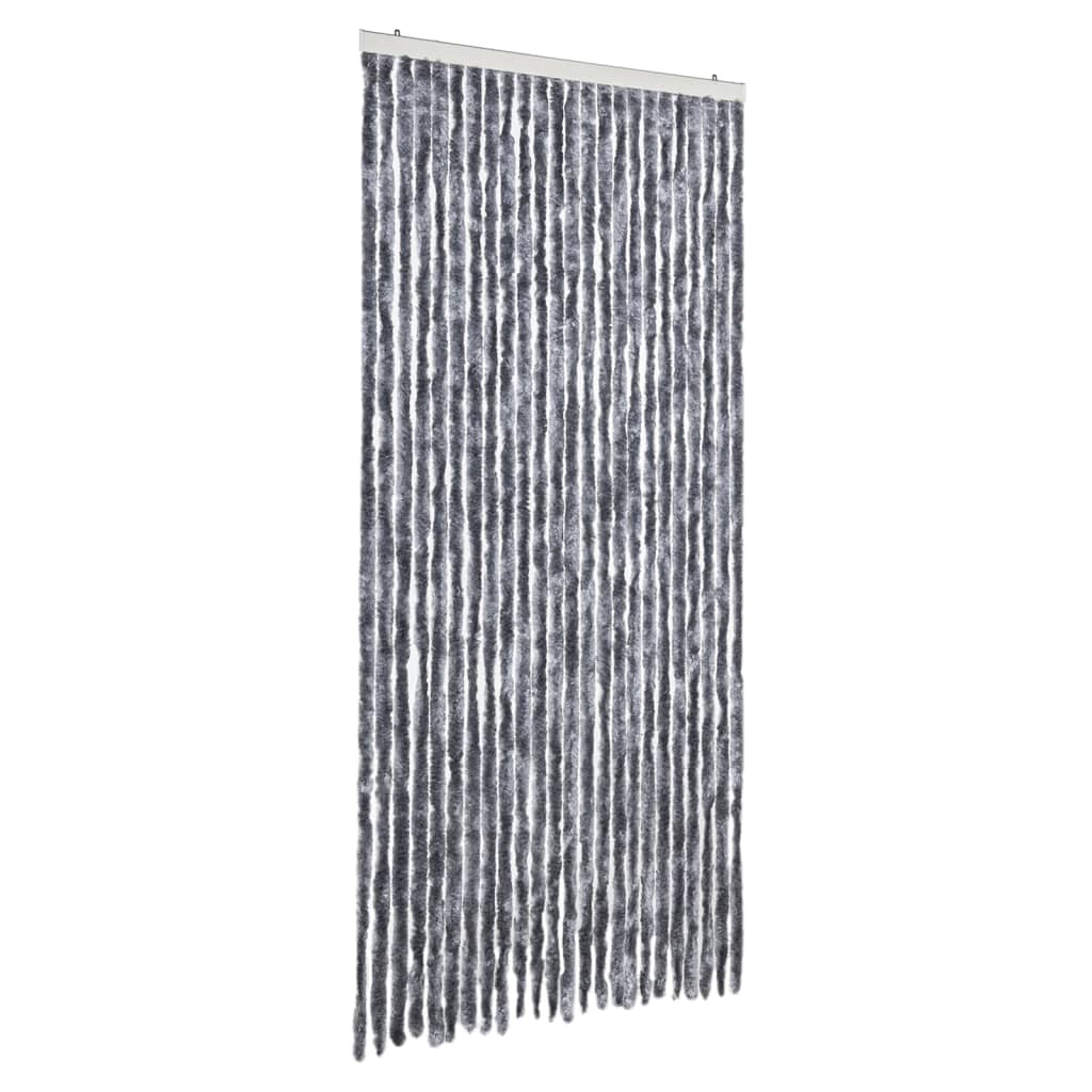 Moustiquaire de porte argentée 100x200 cm en chenille