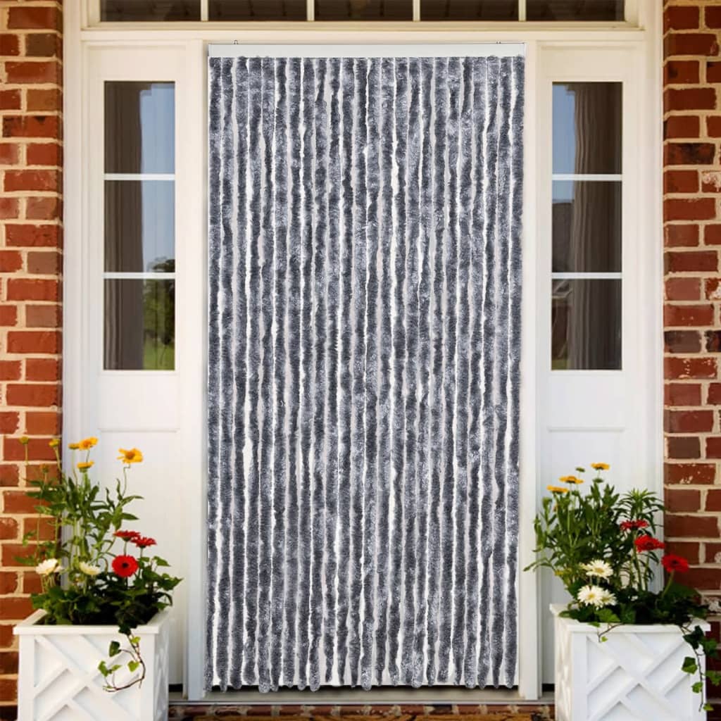 Moustiquaire de porte argentée 100x200 cm en chenille