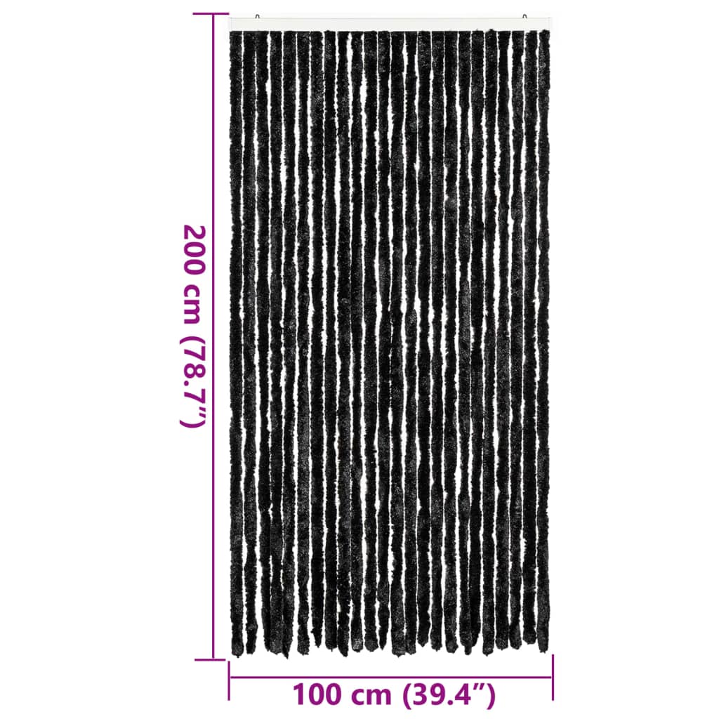 Moustiquaire de porte anthracite 100x200 cm en chenille