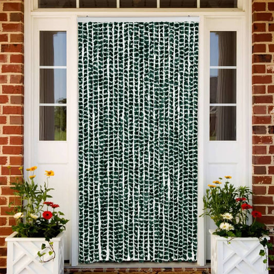 Fly Screen Curtain Green and White 100x200 cm Chenille