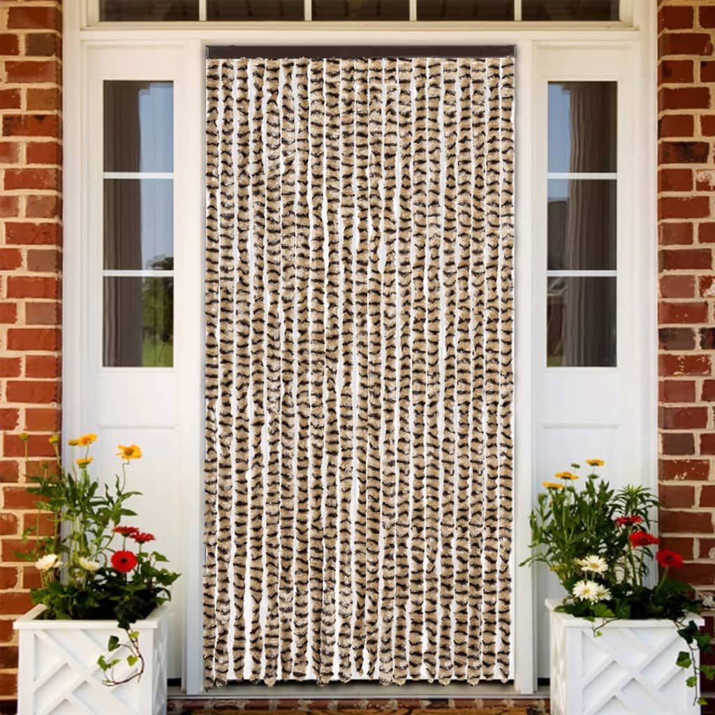 Fly Screen Curtain Beige and Brown 90x200 cm Chenille