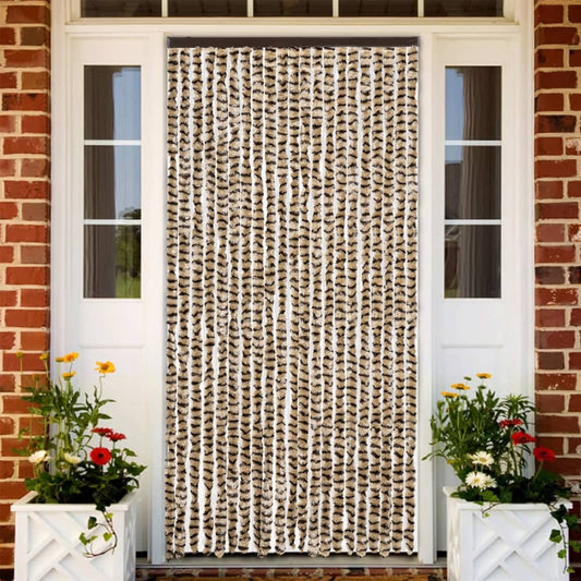 Fly Screen Curtain Beige and Brown 90x200 cm Chenille
