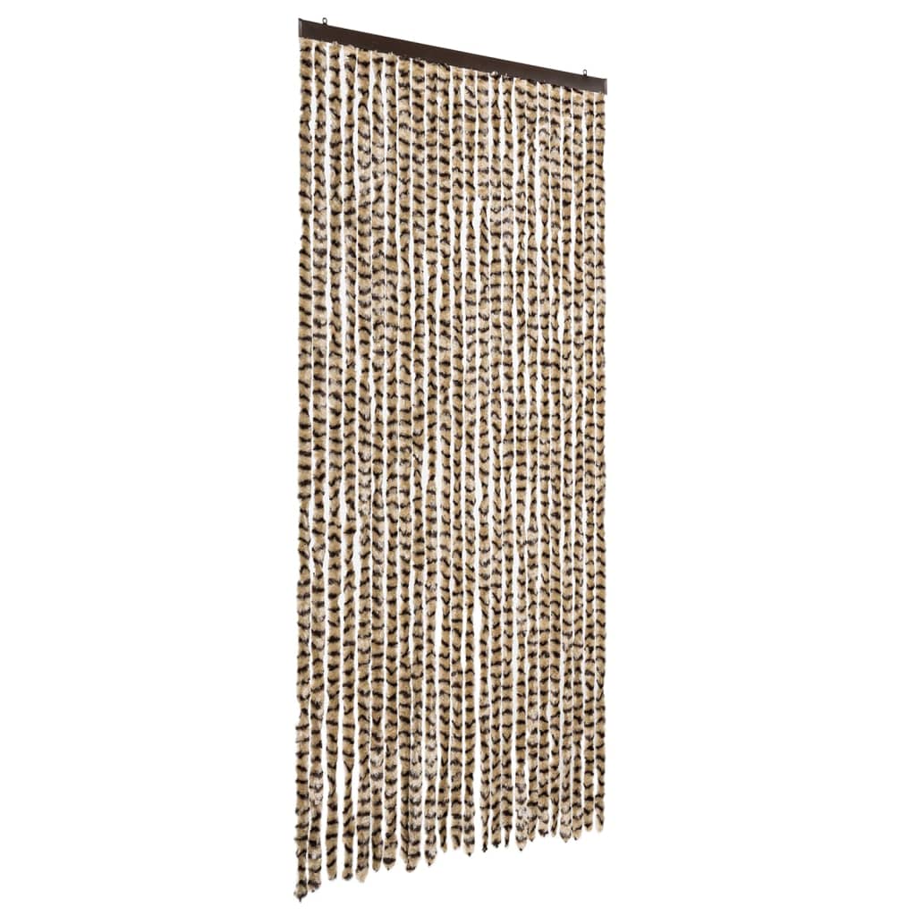 Beige and Brown Fly Curtain 100x200 cm Chenille