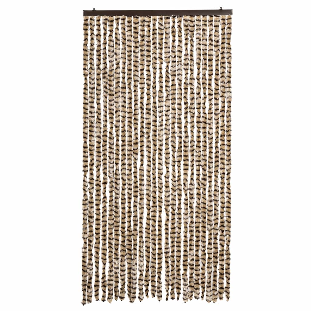 Beige and Brown Fly Curtain 100x200 cm Chenille