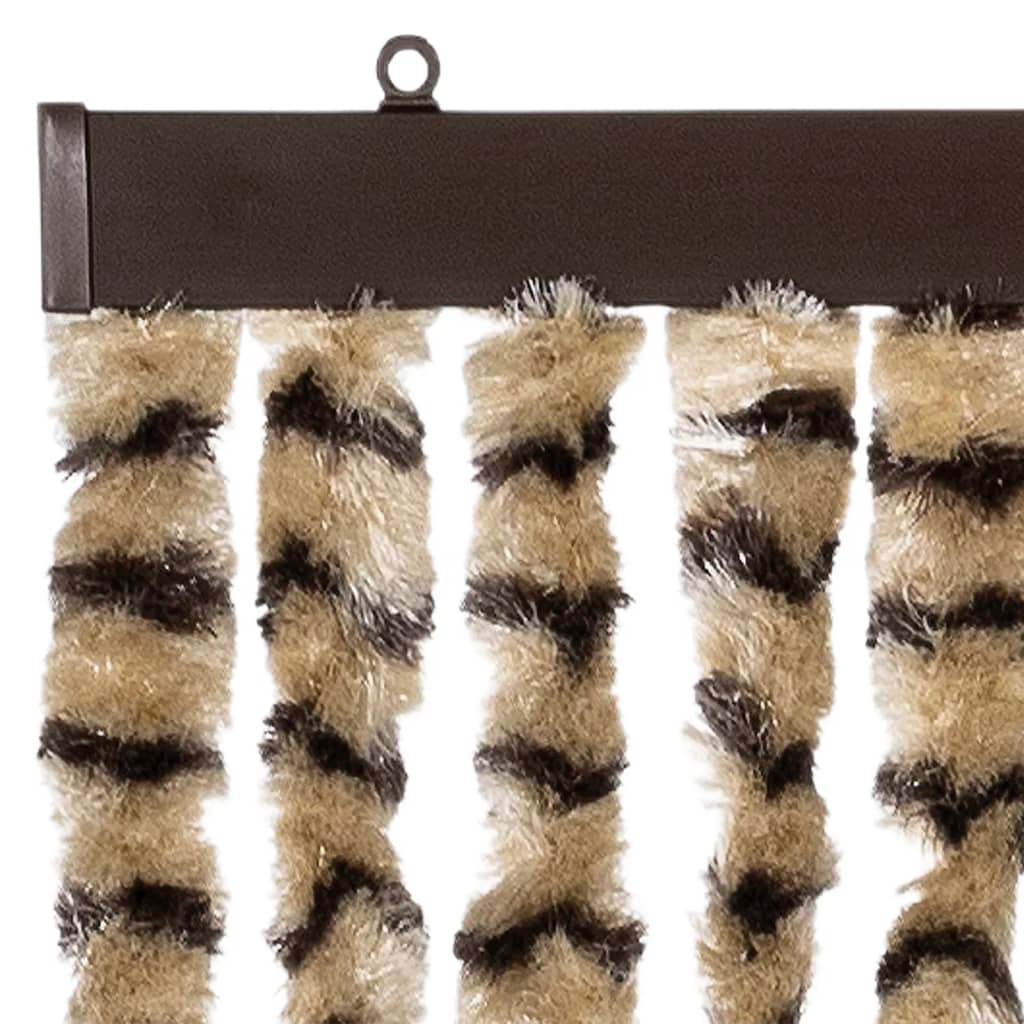 Beige and Brown Fly Curtain 100x200 cm Chenille