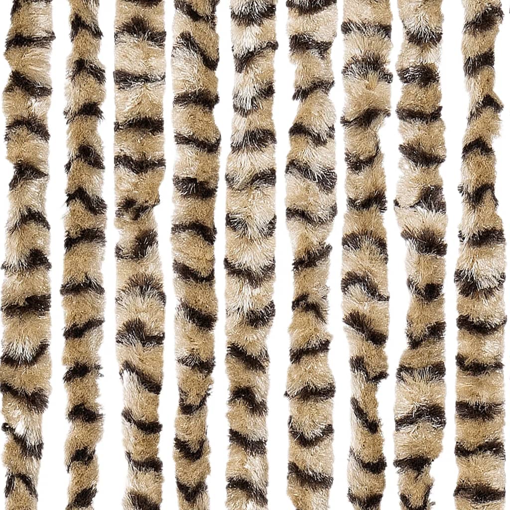 Beige and Brown Fly Curtain 100x200 cm Chenille