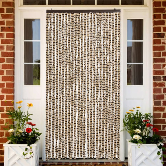 Fly Screen Curtain Beige and Brown 100x230 cm Chenille