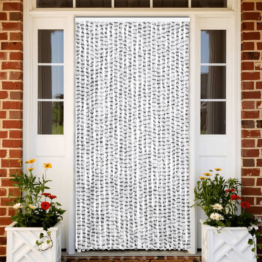 Moustiquaire de porte gris clair et gris foncé 100x200 cm Chenille