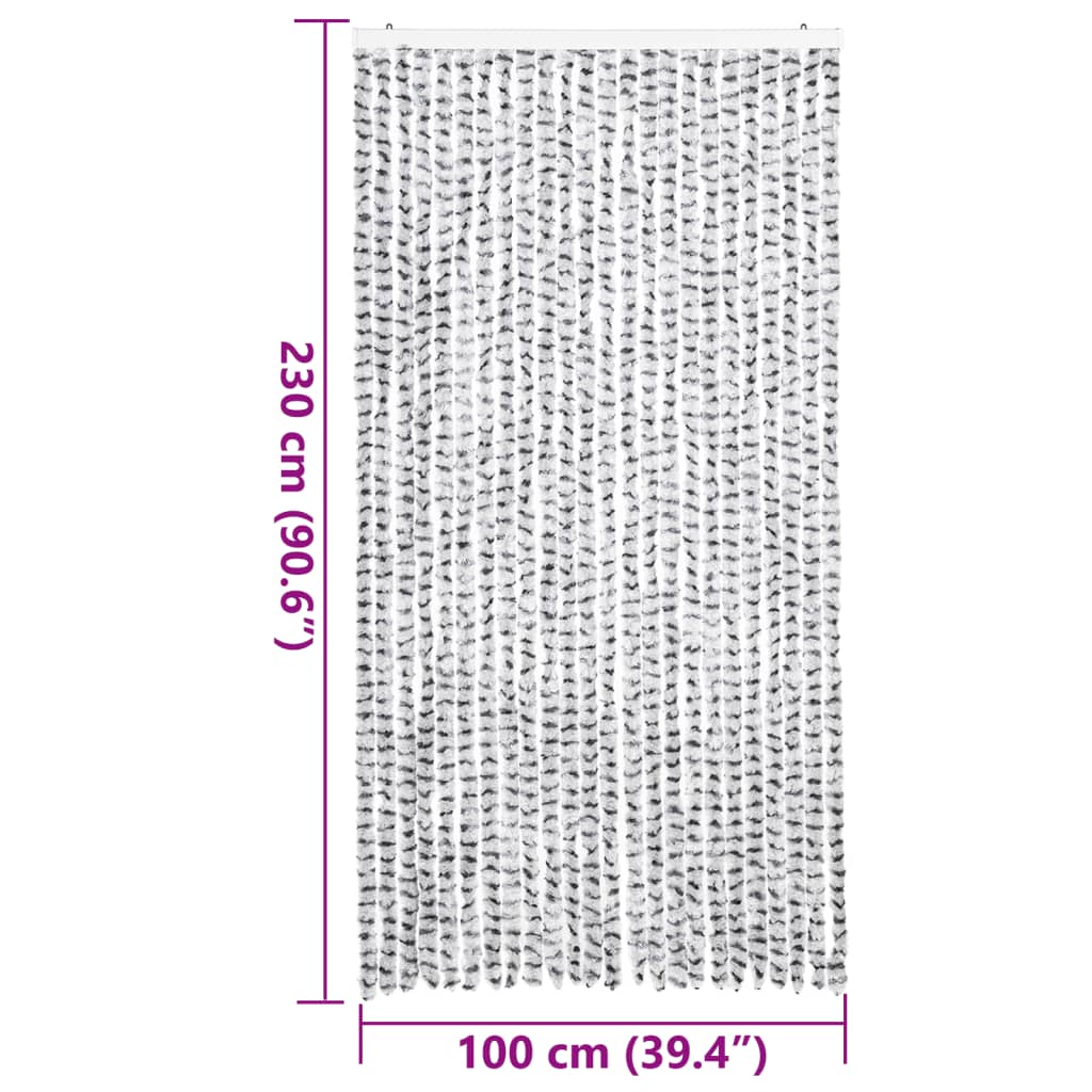 Moustiquaire de porte gris clair et gris foncé 100x230 cm Chenille