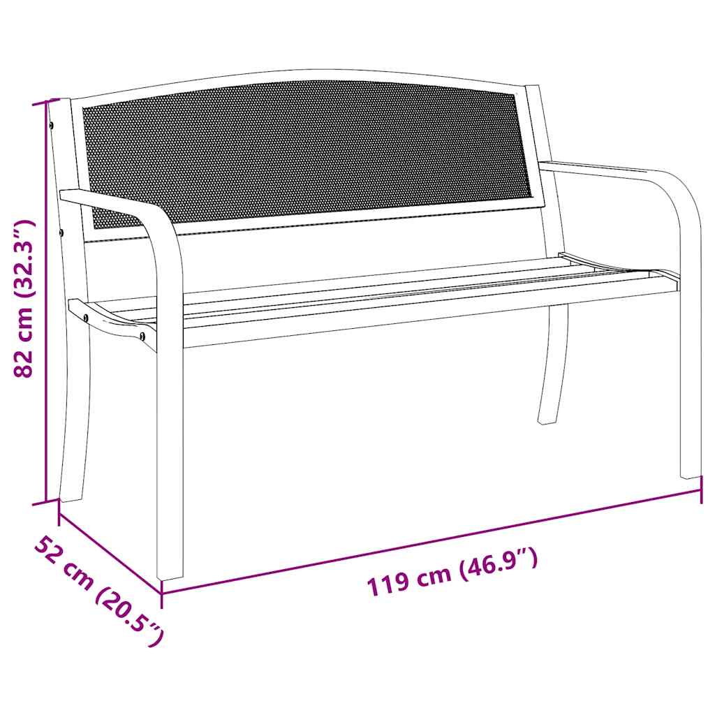 Gartenbank 119 cm Schwarz Stahl