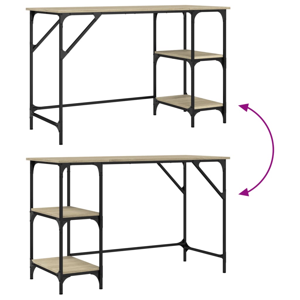 Desk Sonoma Oak 120x50x75 cm Metal Wood-based Material