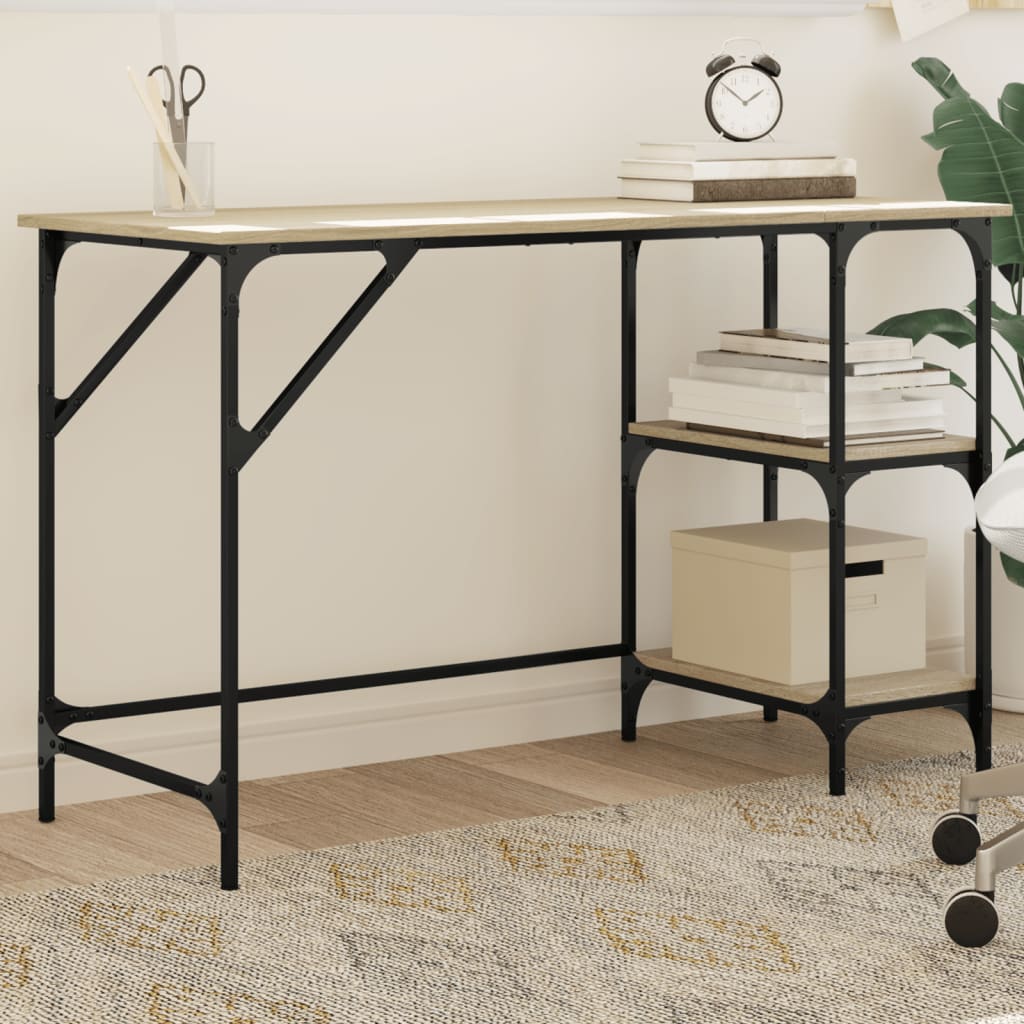 Desk Sonoma Oak 120x50x75 cm Metal Wood-based Material