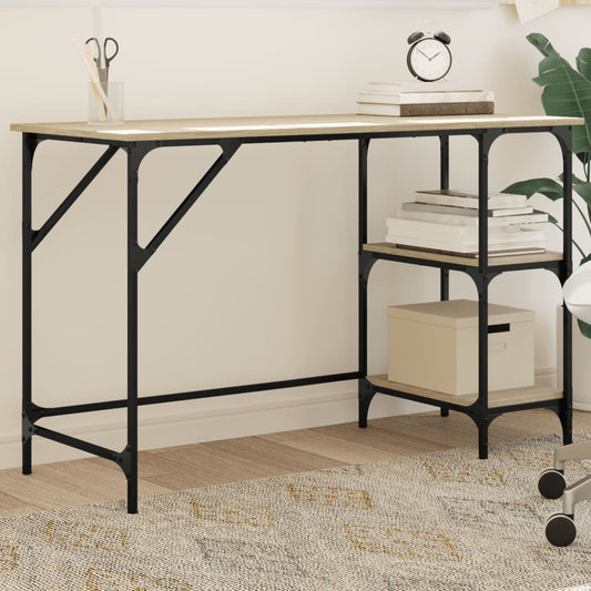 Bureau chêne Sonoma 120x50x75 cm métal bois d'ingénierie