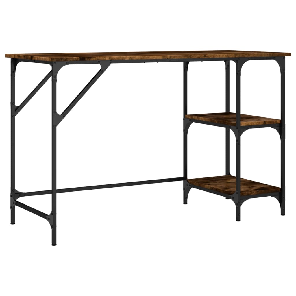 Desk Smoked Oak 120x50x75 cm Metal Wood Composite