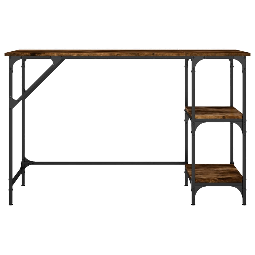 Desk Smoked Oak 120x50x75 cm Metal Wood Composite