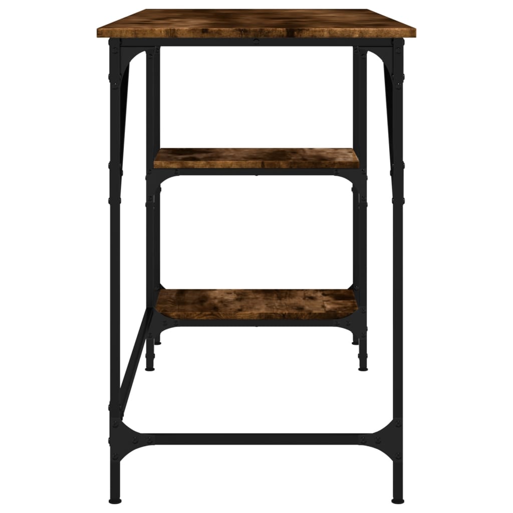 Desk Smoked Oak 120x50x75 cm Metal Wood Composite