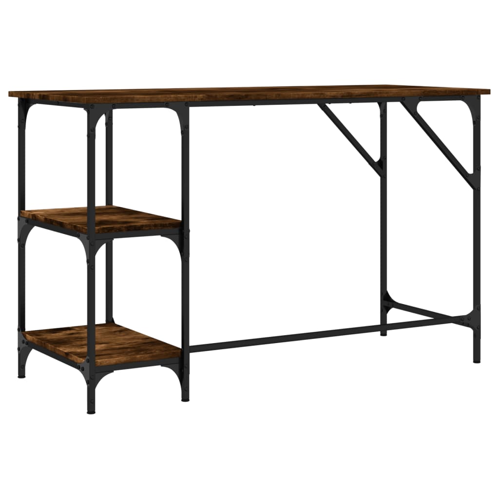 Desk Smoked Oak 120x50x75 cm Metal Wood Composite