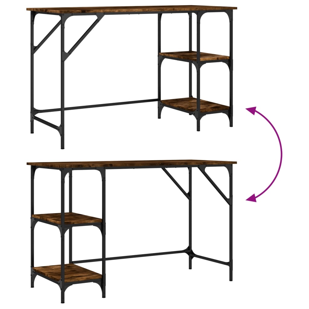 Desk Smoked Oak 120x50x75 cm Metal Wood Composite