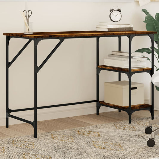 Bureau Chêne fumé 120x50x75 cm Métal Panneau de particules