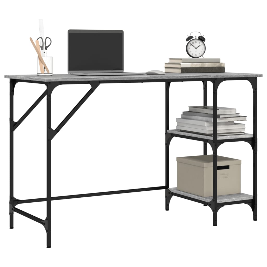 Bureau gris Sonoma 120x50x75 cm métal bois d'ingénierie