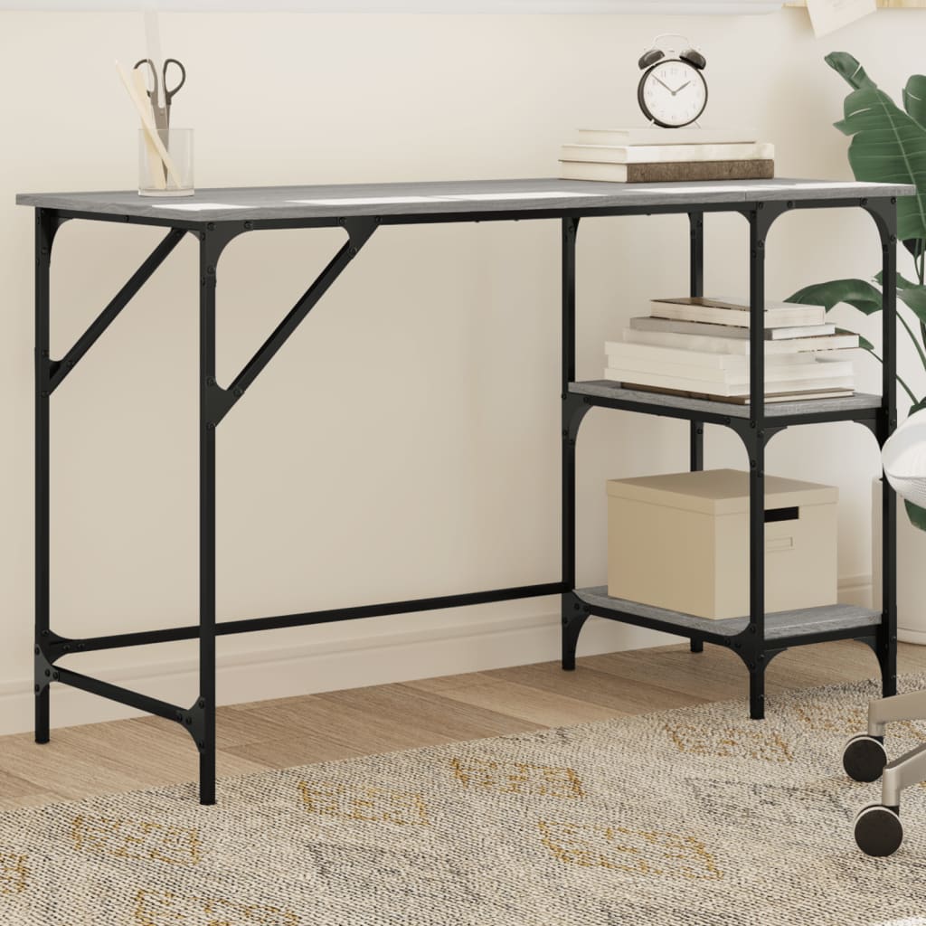 Bureau gris Sonoma 120x50x75 cm métal bois d'ingénierie