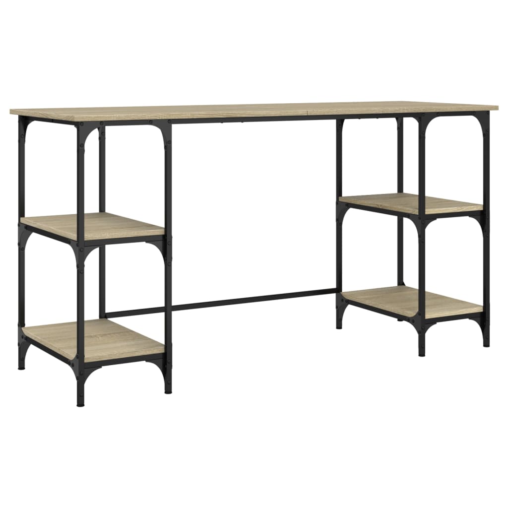 Desk Sonoma Oak 140x50x75 cm Metal Wood-based Material