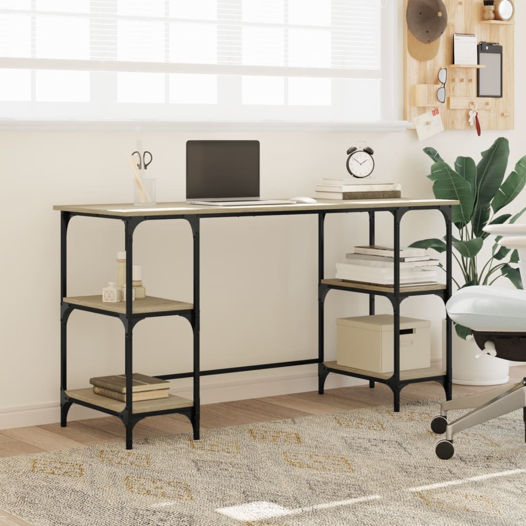 Desk Sonoma Oak 140x50x75 cm Metal Wood-based Material