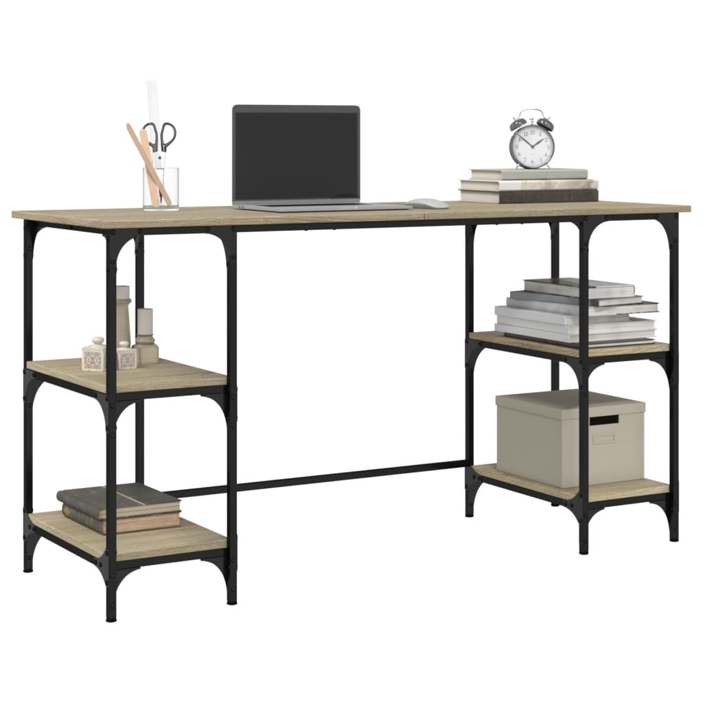 Desk Sonoma Oak 140x50x75 cm Metal Wood-based Material