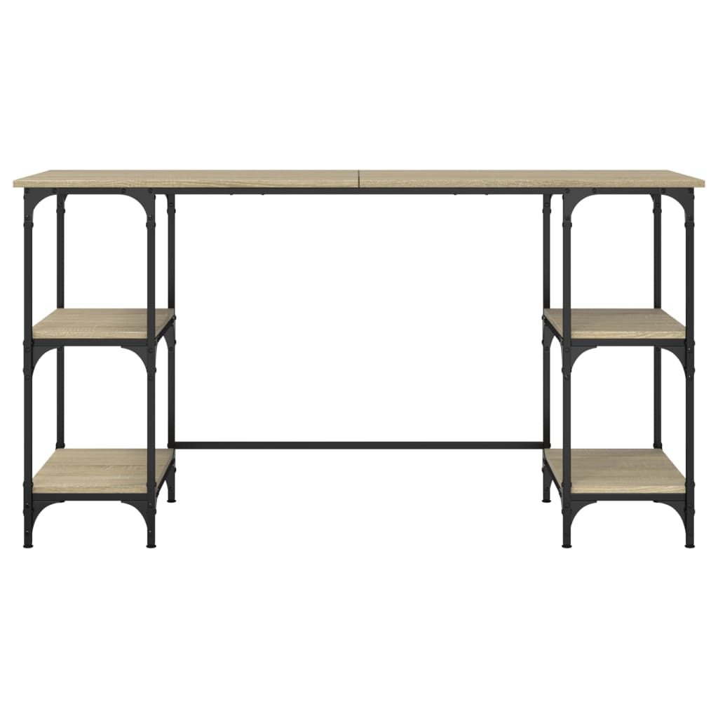 Desk Sonoma Oak 140x50x75 cm Metal Wood-based Material