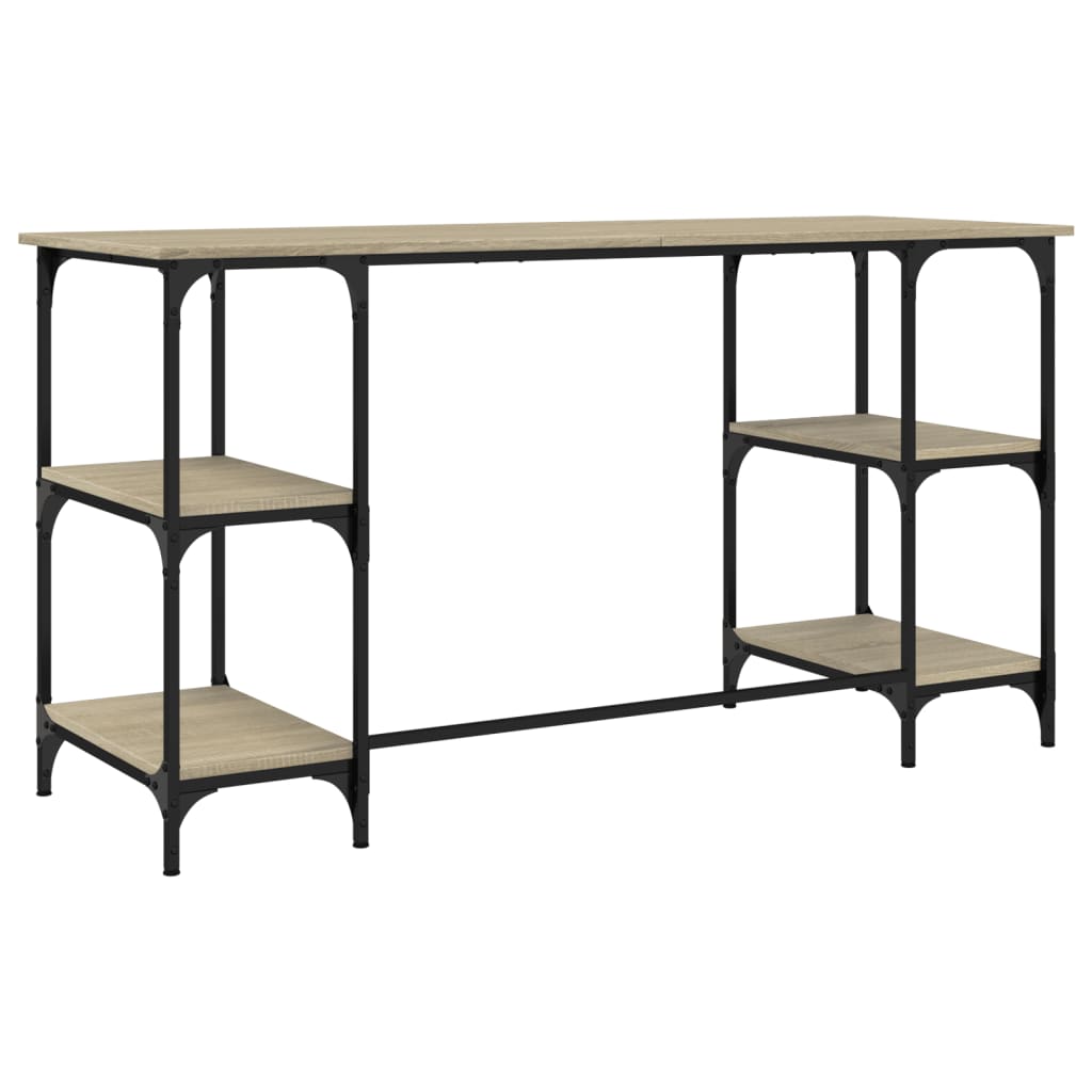 Desk Sonoma Oak 140x50x75 cm Metal Wood-based Material
