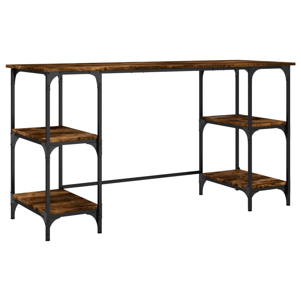 Desk Smoked Oak 140x50x75 cm Metal Wood-based Material