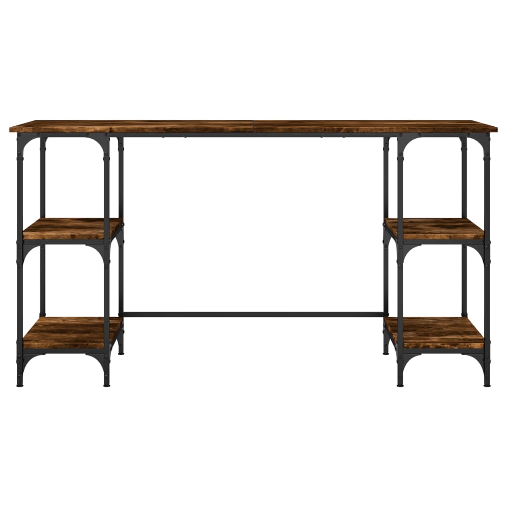 Desk Smoked Oak 140x50x75 cm Metal Wood-based Material