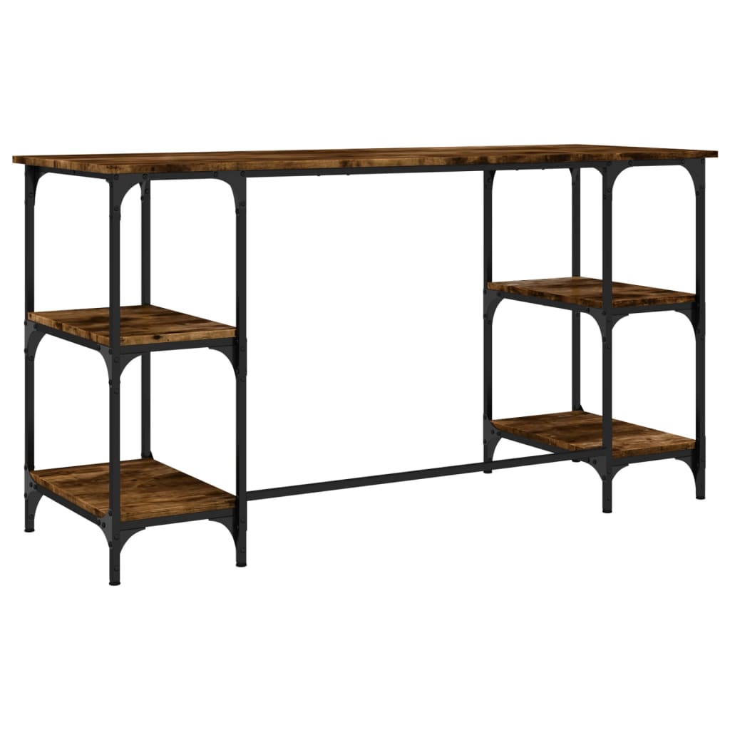Desk Smoked Oak 140x50x75 cm Metal Wood-based Material