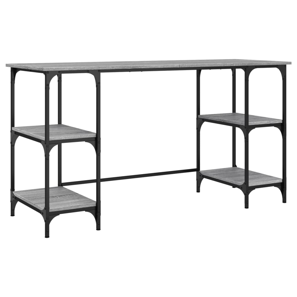 Desk Grey Sonoma 140x50x75 cm Metal Wood Material