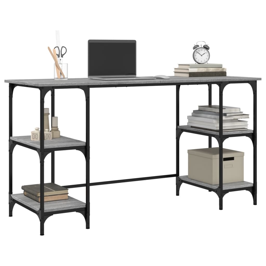 Desk Grey Sonoma 140x50x75 cm Metal Wood Material