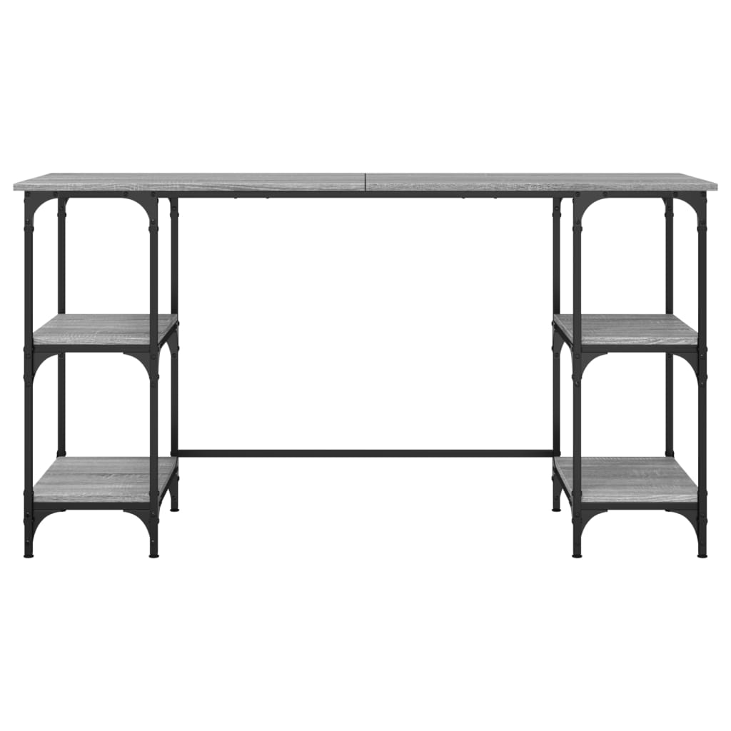 Desk Grey Sonoma 140x50x75 cm Metal Wood Material