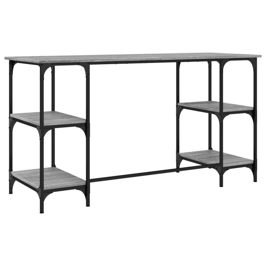 Desk Grey Sonoma 140x50x75 cm Metal Wood Material