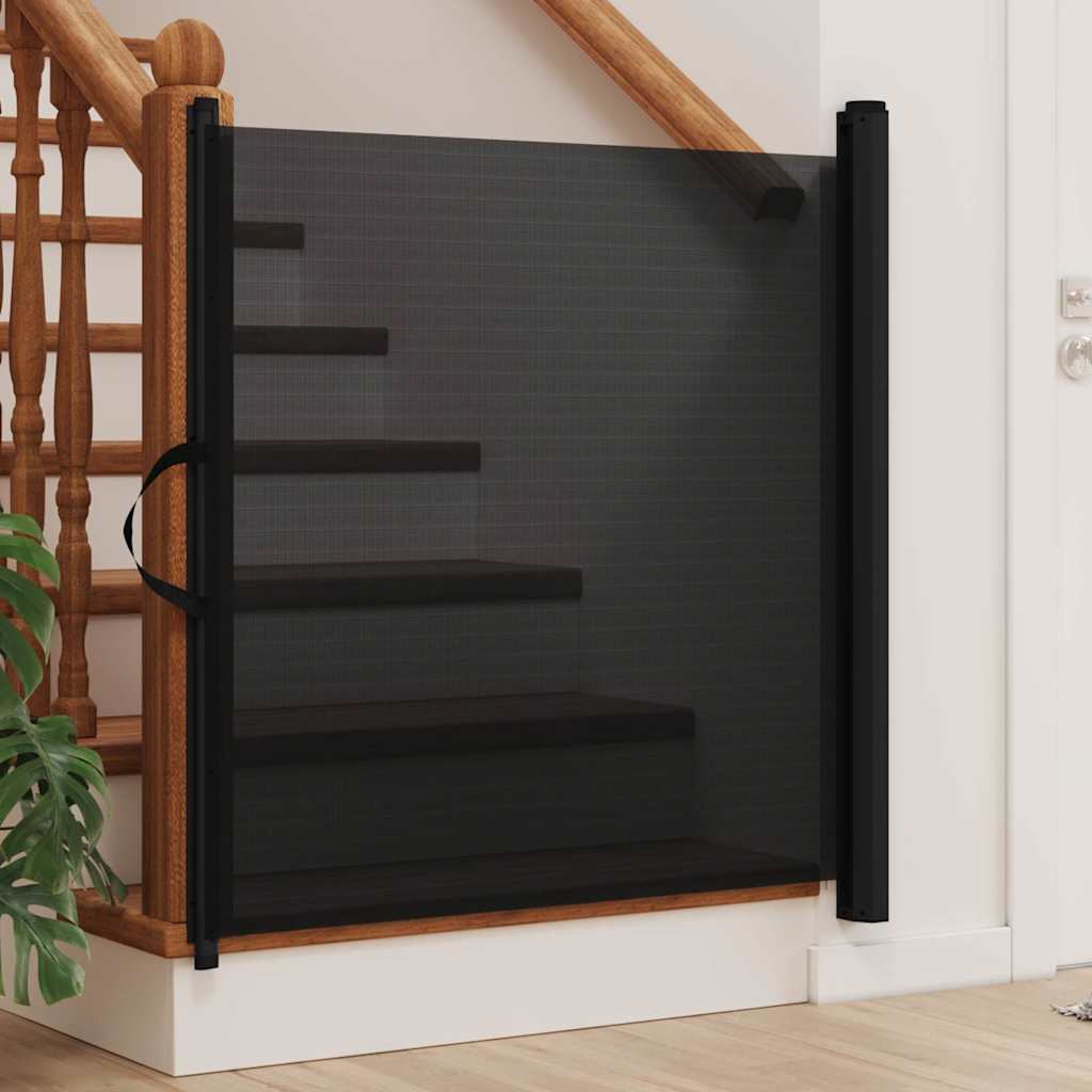 Retractable Pet Barrier Black 82.5x125 cm