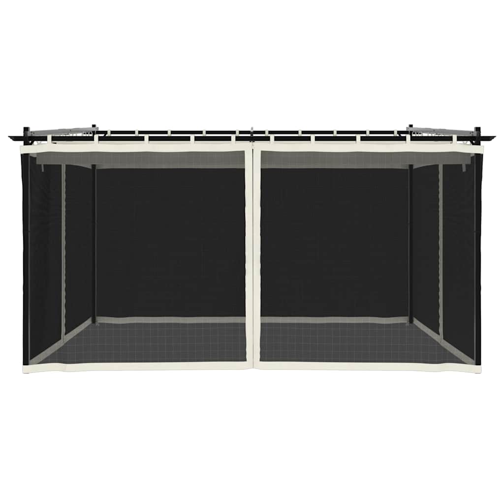 Pavillon mit Netzwänden Creme 4x3 m Stahl