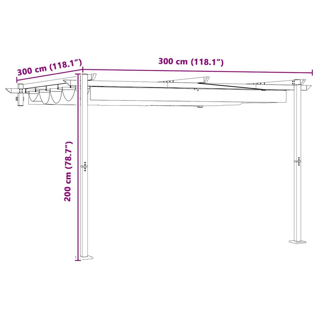 Pavillon Creme 300 x 300 x 200 cm Polyester