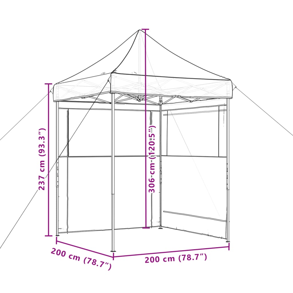 Partyzelt Faltbar Pop-Up mit 2 Seitenteilen Taupe