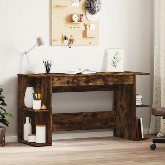 Bureau en chêne fumé 140x50x75 cm en bois d'ingénierie
