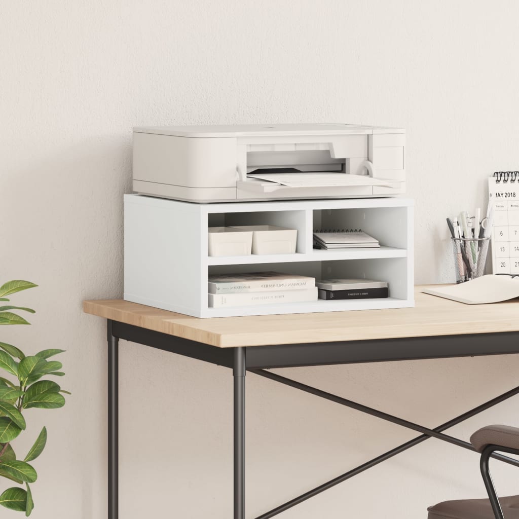 Printer Stand White 49x40x22.5 cm Engineered Wood