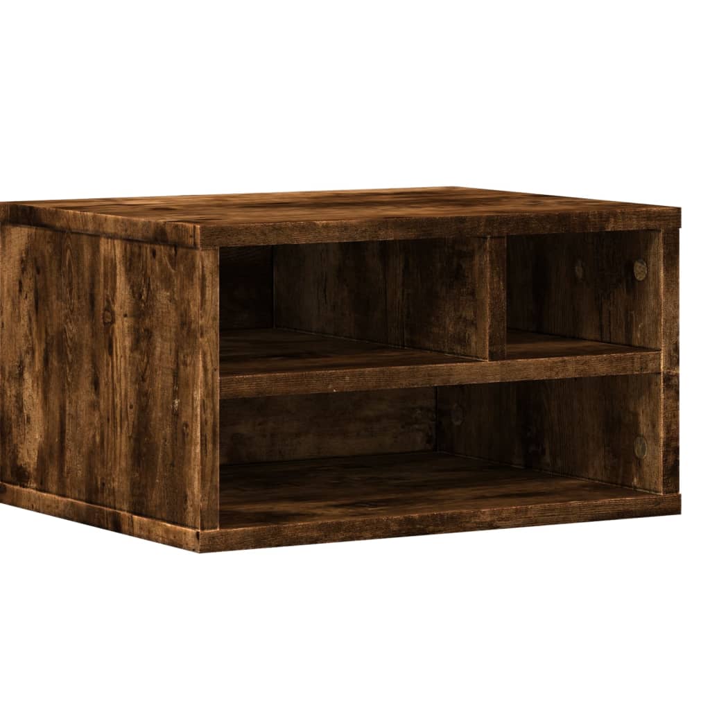 Support d'imprimante en chêne fumé 40x32x22,5 cm, bois manufacturé