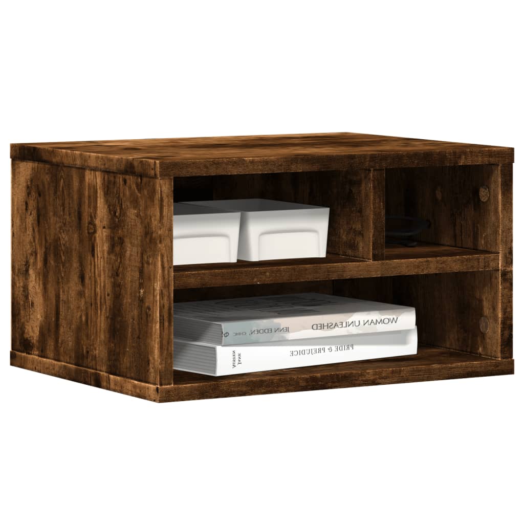 Support d'imprimante en chêne fumé 40x32x22,5 cm, bois manufacturé