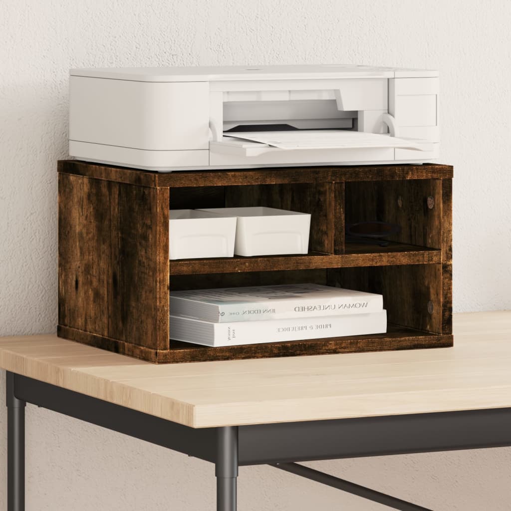Support d'imprimante en chêne fumé 40x32x22,5 cm, bois manufacturé