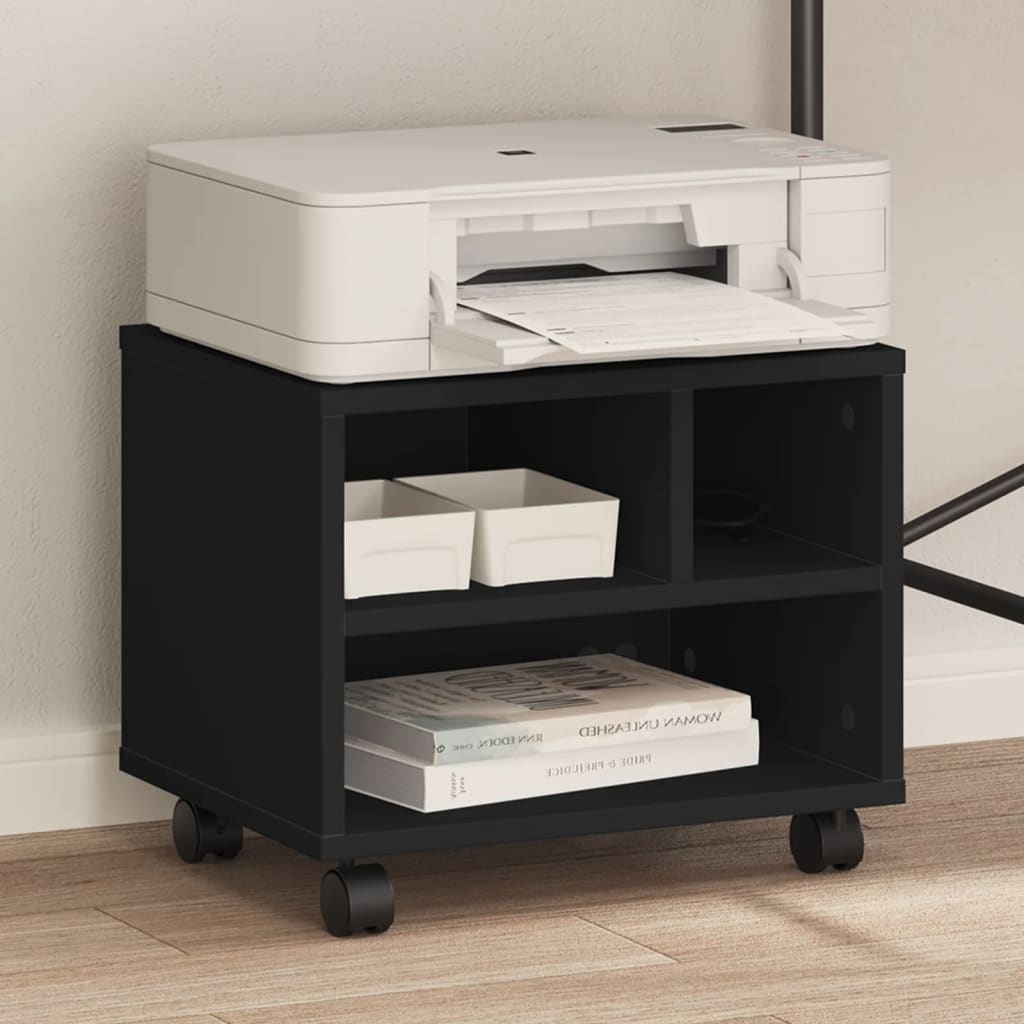 Printer Stand with Wheels Black 41x32x34.5 cm
