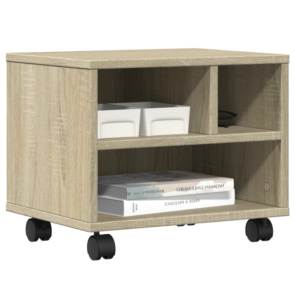Meuble d'imprimante à roulettes chêne Sonoma 41x32x34,5 cm