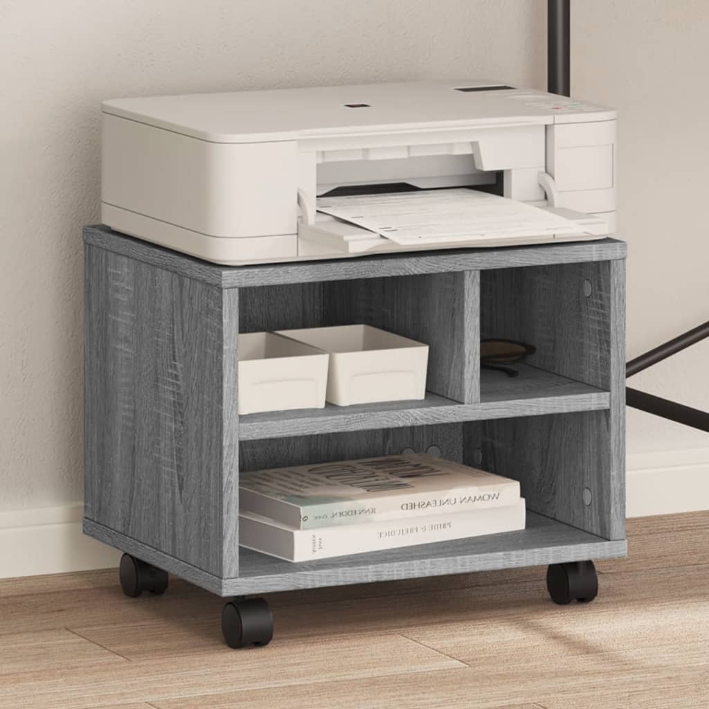 Support d'imprimante à roulettes gris Sonoma 41x32x34,5 cm
