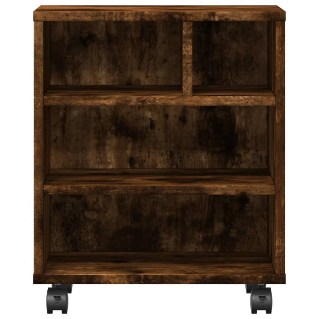Meuble d'appoint roulant pour imprimante en chêne fumé 41x32x48 cm